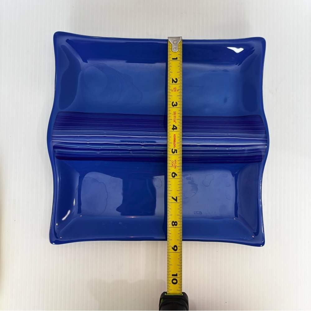 Cobalt Blue Fused Glass Catch All -trinket Plate Dish Signed By Artist - Picture 9 of 9